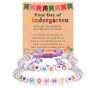 AULSIEY 2Pcs First Day of School Kindergarten Preschool Bracelets for Mommy and Me, Matching Butterfly Bracelets for Mother Daughter, M, no gemstone