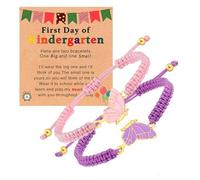 AULSIEY 2Pcs First Day of School Kindergarten Preschool Bracelets for Mommy and Me, Matching Butterfly Bracelets for Mother Daughter, M, no gemstone