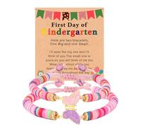 AULSIEY 2Pcs First Day of School Kindergarten Preschool Bracelets for Mommy and Me, Matching Butterfly Bracelets for Mother Daughter, M, no gemstone