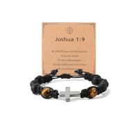 AULSIEY Cross Bracelet Gifts,First Communion Baptism Confirmation Catholic Christian Gifts for Son/Nephew/Teens/Men, M, Agate Stone, Stainless Steel, no gemstone