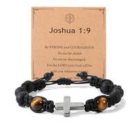 AULSIEY Cross Bracelet Gifts,First Communion Baptism Confirmation Catholic Christian Gifts for Son/Nephew/Teens/Men, M, no gemstone