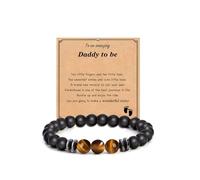 AULSIEY First Time Dad Gifts, Fathers Day Dad To Be Gifts For Men, New Dad Bracelet Gifts With Jewelry Bag, M, Stone, no gemstone