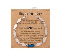 AULSIEY Swimming Against the Current Stainless Steel Bracelet, Inspirational Christian Gifts for Women, Christmas Encouragement Spiritual for Best Friend, M, No Gemstone