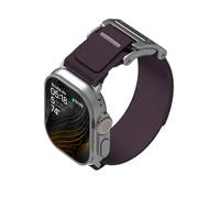 Aulumu A11 Mag Buckle Slim Band Designed for Apple Watch | Memory Quick Release | Velvet Nylon Braid | Stainless Steel Magnetic Clasp - Midnight Purple