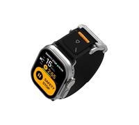Aulumu A11 Mag Buckle Slim Band Designed for Apple Watch | Memory Quick Release | Velvet Nylon Braid | Stainless Steel Magnetic Clasp-Silver Black