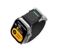 Aulumu A11 Mag Buckle Slim Band Designed for Apple Watch | Memory Quick Release | Velvet Nylon Braid | Stainless Steel Magnetic Clasp - Carbon Gray