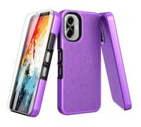 Aulzaju Phone Case for TCL K70 5G/TCL K70 XE with Screen Protector Purple | TCL K70 Phone Case Dual Layer Silicone Heavy Duty Protection Rugged Military Grade Shockproof Design Purple