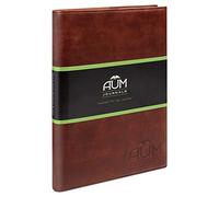 Aum Journals Refillable Journal - Large B5 Journal Notebook - 208 RULED writing grade pages, Full Grain Faux Leather journal Classics, Dark Brown