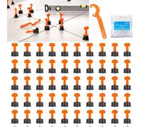 AUMAYCO 151Pcs Tile Levelling System, 50PCS Tile Levelling Spacers, 1 Special Spanner, 100PCS 2mm Tile Spacers, Reusable Tile Installation Kit