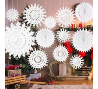 AUMAYCO 16PCS Paper Snowflakes Decorations, Christmas Hanging 3D Snowflake Decorations for Winter Wonderland Wedding Window Ceiling Decoration
