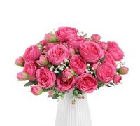 AUMAYCO 4 Bunches Peony Artificial Flowers, Rose Red Faux Peonies Flower Bouquet Decoration, Silk Flowers Bride Bouquet Fake Roses Flower Arrangement for Home Wedding Vase Party Centrepiece (Rose Red)