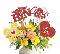 Aumccxz 12Pcs Congrats Nurse Centerpiece Sticks - Nursing Graduation Decorations - Congrats RN Graduation Party Decorations Red Gold & Silver