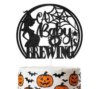 Aumccxz A Baby is Brewing Cake Topper Halloween Baby Shower Decorations A Little Boo is Almost Due Halloween Gender Reveal Party Decorations Black