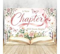 Aumccxz A New Chapter Will Soon Begin Backdrop Book Baby Shower Decorations The Beginning of A New Chapter Bridal Shower Retirement Graduation Going Away Party Decorations 150 * 90cm