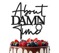 Aumccxz About Damn Time Cake Topper Engagement Wedding Party Decorations Love Laughter & Happily Ever After Bridal Shower Decorations Black
