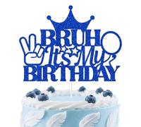 Aumccxz Blue Bruh Its My Birthday Cake Topper Go Shawty It's Your Birthday Decorations Bruh Birthday Party Decorations Blue