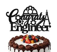 Aumccxz Congrats Engineer Cake Topper Engineering School Survivor Graduation Party Decorations Future Engineer Grad Party Decor Sign Black