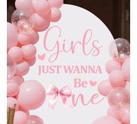 Aumccxz Girls Just Wanna be One Decal - Happy 1st Birthday Bow Theme Party Decorations - Isn't She Lovely Isn't She Onederful First Birthday Decorations Pink