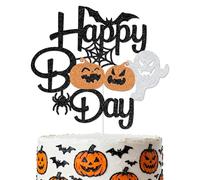 Aumccxz Happy Boo Day Cake Topper Halloween Birthday Cake Topper A Little Boo is Almost Due Halloween Baby Shower Decorations Black Silver & Orange