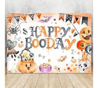 Aumccxz Happy Booday Backdrop - Horror Halloween Birthday Party Decorations - Have a Killer Birthday Party Decorations Black & Orange