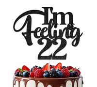 Aumccxz I'm Feeling 22 Cake Topper Happy 22nd Birthday Cake Topper I Don't Know About You But I'm Feeling 22 Birthday Decorations Black