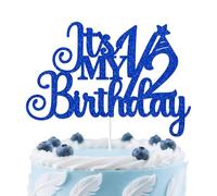 Aumccxz It's My 1/2 Birthday Cake Topper - Half Way to One Bday Party Decorations - 6 Months Birthday Party Decor Sign Blue