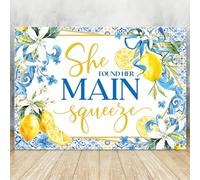 Aumccxz She Found Her Main Squeeze Backdrop Lemon Bridal Shower Decorations She Found Her Honey Engagement Wedding Party Decorations 7x5ft