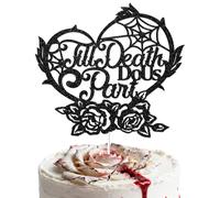 Aumccxz Till Death Do Us Part Cake Topper Halloween Wedding Decorations Bride or Die Bridal Shower Decoraions Black