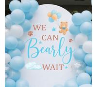 Aumccxz We Can Bearly Wait Decal - Gender Reveal Party Decal Sign for Balloon Arch Backdrop - We are Enchanted to Meet You Baby Shower Decorations