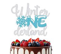 Aumccxz Winter Onederland Cake Topper Winter 1st Birthday Party Decorations It's Snow Fun to be One Birthday Party Decorations Silver & Blue