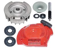 AUMEL 544111801 Flywheel Recoil Pull Starter for Husqvarna 445 450 Chainsaw Part w/Oil Pump Worm Gear Seal Nut Washer Kit