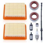 AUMEL Air Filter Kit for Stihl FS120 FS200 FS250 FS300 FS400 FS450 String Trimmer Service Kit with Fuel Filter Spark Plug Oil Seal Line Hose Piston Needle Bearing Replace 4128 358 0800