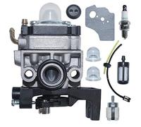 AUMEL Carburetor with Fuel Line Filter Spark Plug Primer Bulb Gasket Kit Fit Hond GX35 HHT35 HHT35S Brushcutter WYB-16C Carb Replaces 16100-Z0Z-034.