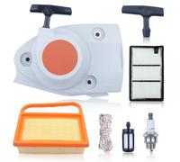 AUMEL Recoil Starter Pull Start Kit with Air Filter for Stihl TS410 TS420 Cutting Saw Tune Up Kit with Recoil Starter Handle, Pull Cord, Spark Plug, and Fuel Filter 42381900300 42381401800