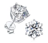 AUMIFY Moissanite Stud Earrings for Women Men Round 2ct 4k 6ct D Color VVS1 White Gold 925 Sterling Silver Valentine's Day Christmas Anniversary Birthday Gift for Mother, 4.0 Carat-(2.0ct*2)-8mm