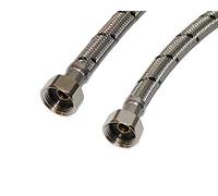 Aumix x2 (Pair) ½” x ½” inch BSP 9mm Bore 300mm Flexible Braided Pipe Kitchen Basin Monobloc Mixer Tap Connector Hose WRAS Approved