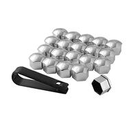 AuMoHall 19mm Car Wheel Hub Lugs Nuts Bolts Cover Protective Cap Dust Protective Tyre Valve Screw Cap Cover 20 Pack, Silver