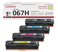 AUMOK 067H 067 4-Pack Compatible Toner Cartridges for Canon 067H 067 for i-SENSYS LBP633Cdw LBP631Cw MF655Cdw MF651Cw MF657Cdw Black Cyan Yellow Magenta