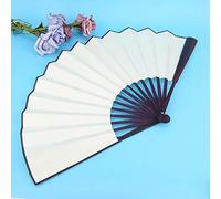 Aumotop 10 Inch Craft Folding Fan Decorative Solid Wood Dance Gift Paper Fan for Wedding Party Relatives and Friends Red/Black/White (White)