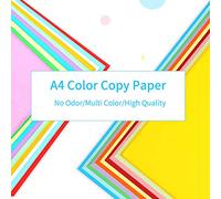 Aumotop 100 Sheets A4 Color Copy Paper 210x297mm Printer Paper 70GSM Smooth for Printer Copier 20 Colors Mix Deep Purple Yellow for Crafts Art (10 Colors Mix)