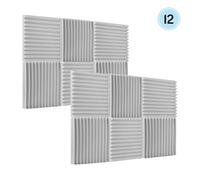 Aumotop 12pcs Studio Acoustic Foam Panels - Sound Isolation Foam for Flutter Echoes, Undesirable Reflections, 30 * 30 * 2.5cm Sound Absorbing Panels - Great for Home Entertainment Theaters, Light