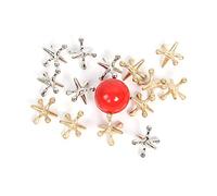 Aumotop 2 Sets Retro Metal Jacks and Ball Game with 2 Bouncy Balls for Children and Adults, Traditional Fun Toy, Party Favor Game Prizes, Old Time (Golden,Silver)