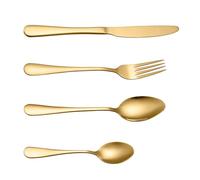 Aumotop 24-Piece High-grade Stainless Steel Cutlery Set for 6 with Storage Case for Home Kitchen, Restaurant, Hotel - Mirror Finish Tableware Set (Gold)