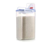 Aumotop 2KG Transparent Rice Storage Drum Airtight Container with Measuring Cup Lid Ideal for Kitchen Organization Space Saving 4.4lb Capacity