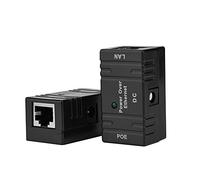 Aumotop 2PCS POE Injector Ethernet Adapter for Network IP Camera With High Stability and LED Power Light 5-48V Supply (Black)