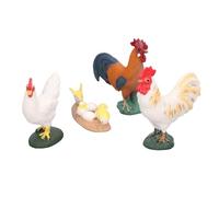 Aumotop 4pcs Lifelike Rooster Hen Chicks Figurines Set, Exquisite Farm Animals Decoration for Easter Party, Interactive Toys for Imaginative Play, Small Soft Plastic Figurines Holiday Gatherings