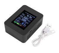 Aumotop 5 in 1 Multifunctional Air Quality Detector CO2 TVOC HCHO Tester Meter for Bedroom Office Camping Long Lasting Rechargeable Battery Indoor Air Quality Meter (Black)
