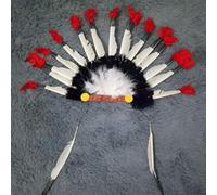 Aumotop Artificial Feathered Indian Chief Head Dress with Elastic Band, Suitable for Adults and Kids, Ideal for Village Reenactment (Assorted Color)