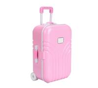 Aumotop Baby Toy Suitcase, Cute Suitcase with Plastic Wheels Mini Travel Luggage Box Accessories Doll Mini for Baby Toddlers Kids (Pink)