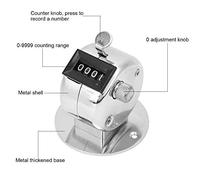 Aumotop BERM 4-Digit Silver Aluminium Alloy Handheld Counter with Base, Easy to Use for Traffic Flowing, for Various Data Statistics